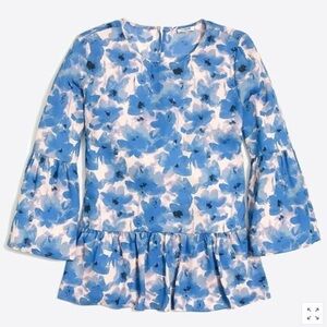 J.Crew Floral Watercolor Peplum Top Blouse Sz M
